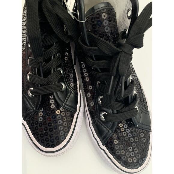6M Balera Girls Hip Hop Black Sequin High Top Sneakers - Picture 5 of 11